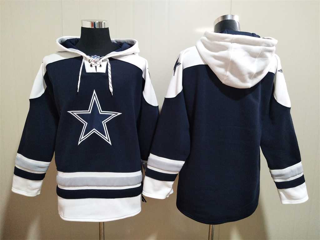 Dallas Cowboys Blank Navy Blue Ageless Must Have Lace Up Pullover Hoodie,We sell and wholesale Dallas Cowboys Blank Navy Blue Ageless Must Have Lace Up Pullover Hoodie on line form chian!